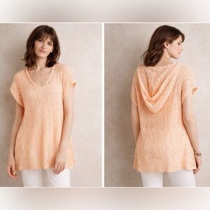 - Anthropologie Moth orange sherbert hooded pointelle sweater pullover
